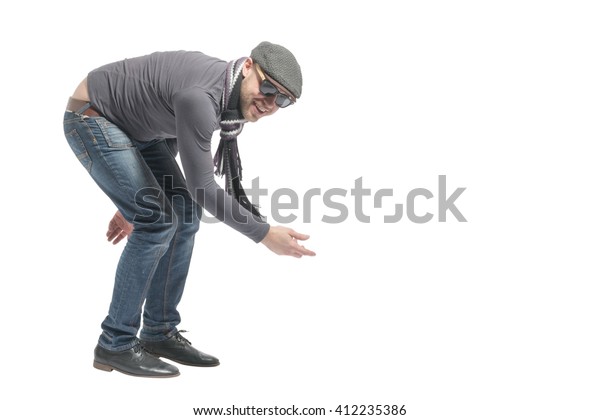 person bending down